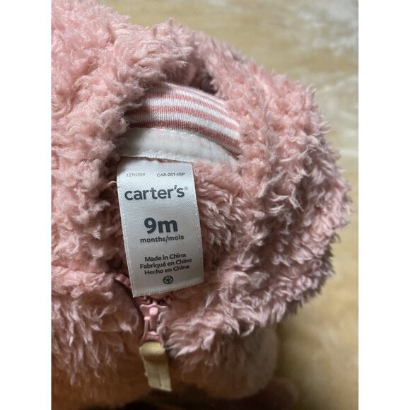 Carter’s Pink Bear Footed Onesie Warm Sherpa Pajama - Picture 2 of 4